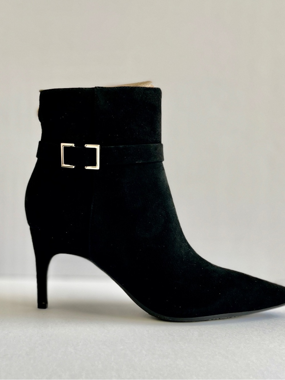 NWT Nine West Dian 9x9 Black Suede Pointed Toe Ankle Booties Sz 9M Boxed
